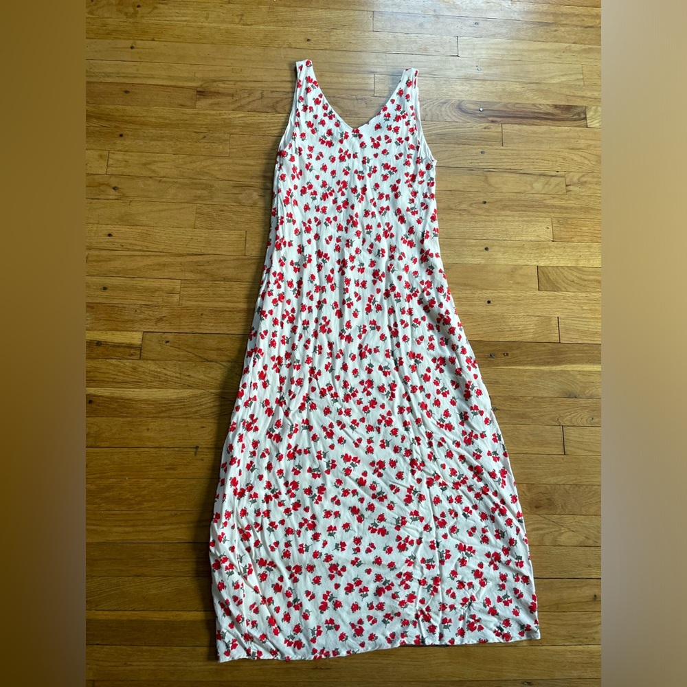 Z Supply White Maxi Dress with Red Floral Print